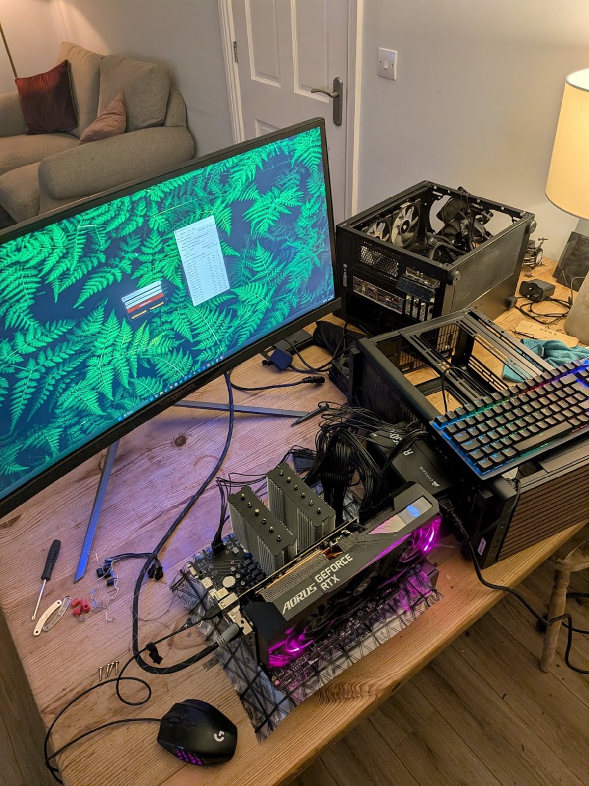 PC build in progress on a desk