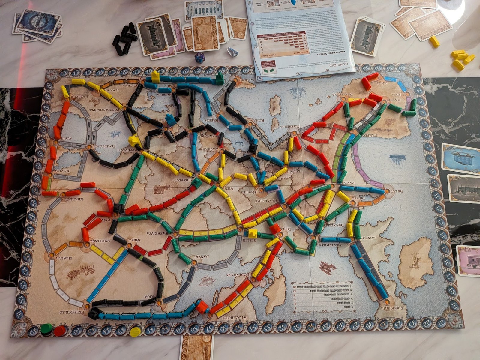 Board game set up on a table